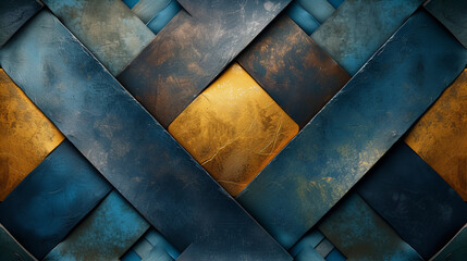 Blue and Gold Diamond Pattern Background