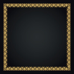 Luxury decorative golden frame. Retro ornamental frame, vintage square ornament & ornate border. Decorative wedding circle frame, antique museum image border. Isolated vector icons set