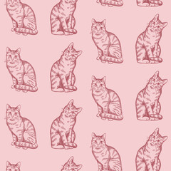 hand drawn cats pattern