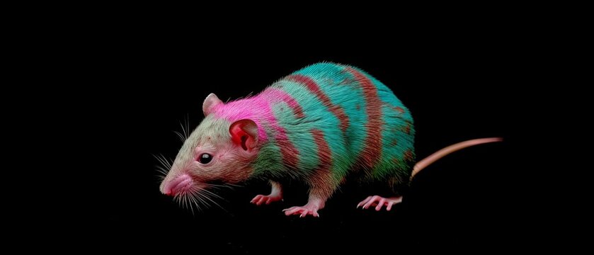Rat With Pink and Blue Stripes