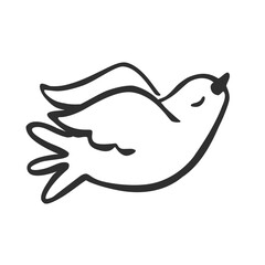 Cute sketchy flying bird. Vector image of a dove.