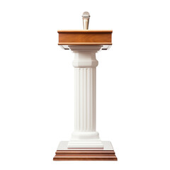Wooden Cross on White Pedestal
