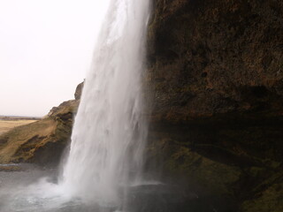 Fototapeta na wymiar Seljalandsfoss is a 65-metre high waterfall in southern Iceland