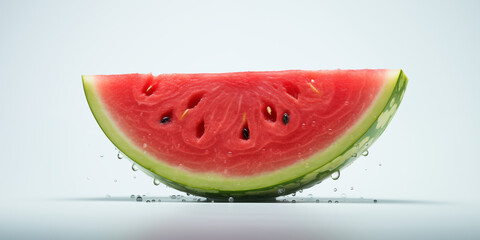 Slice of fresh watermelon on a light blue background