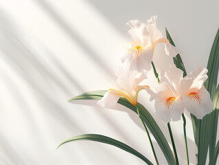 Fleurs sur fond blanc : vision minimaliste d'iris