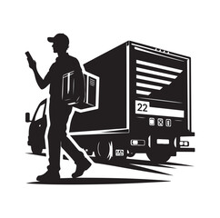 Delivery man silhouettes vector illustration set