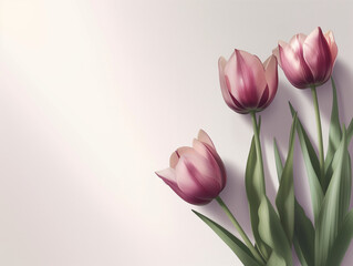 Fleurs sur fond blanc : vision minimaliste de tulipes - obrazy, fototapety, plakaty