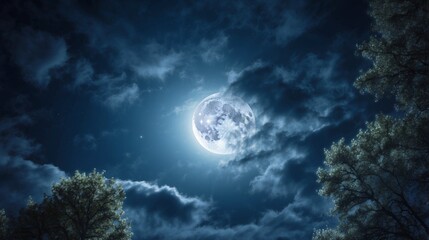 Fototapeta na wymiar 月夜の空　Generative AI