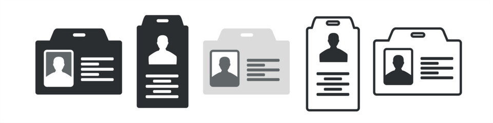 Identification Card icon set. Identification card outline icon.  ID symbol. Editable stroke. Vector illustration