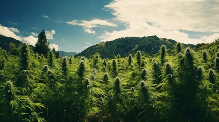 A field of cannabis. Digital generate.