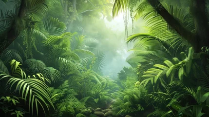 Zelfklevend Fotobehang Beautiful jungle, hyper realistic natural © Jenia