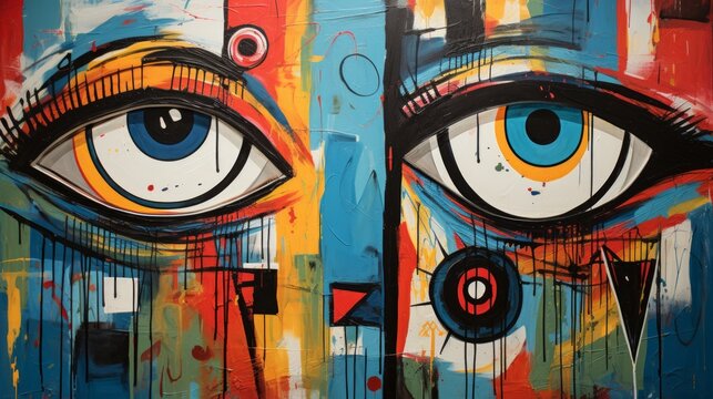 Background with abstract eyes looking around.