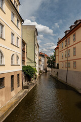 Fototapeta na wymiar Prague Mala Strana canal and houses. Prague, Czech Republic