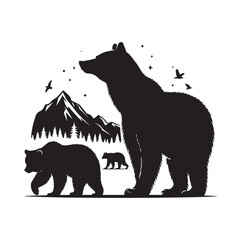 GRIZZLY BEAR SILHOUETTE VECTOR