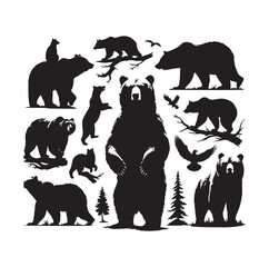 GRIZZLY BEAR SILHOUETTE VECTOR