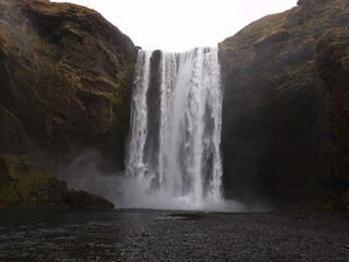 Skógafoss is a waterfall on the Skógá River in the south of Iceland