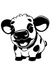 Happy Baby Cow Silhouette SVG Vector Design