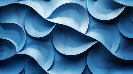 Close Up of Blue Wall With Wavy Shapes