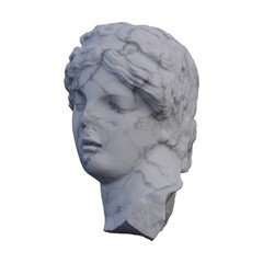 Head of a sleeping  statue, 3d renders, isolated, perfect for your design