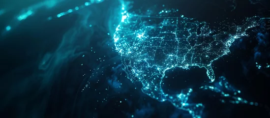 Fotobehang satellite imagery of america showing blue light Generative AI © SKIMP Art