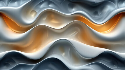 Painting of White and Gold Wave