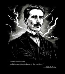 Tesla's Wisdom: Portrait in Contrast