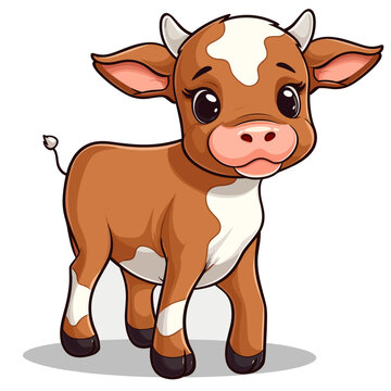 cute little cow, cartoon vector illustration