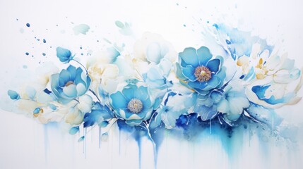 The artist crafts abstract watercolor art, blending water and nature seamlessly, capturing natural beauty.