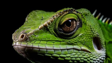 Close-up portrait of a reptile captured with a top-quality camera lens, isolated against a black background.