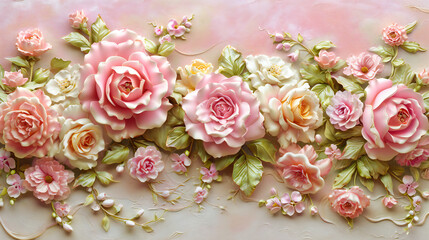 Vintage Floral Design: Romantic Roses and Love Concept. Elegant Background for Wedding or Celebration