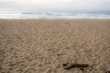 footprints on the beach with sand