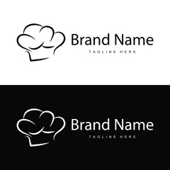Simple Chef Hat Logo Design, Template Silhouette Vector Illustration