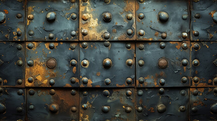 Metal Wall With Numerous Rivets