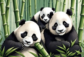 Group of panda 