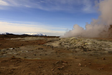Hverar&ouml;nd is a hydrothermal site in Iceland with hot springs, fumaroles, mud ponds and very active solfatares. It is located in the north of Iceland