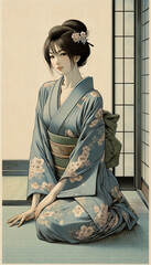 浮世絵（Ukiyoe）／美人画　着物　女性