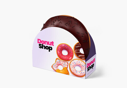 Box With Donut Mockup
