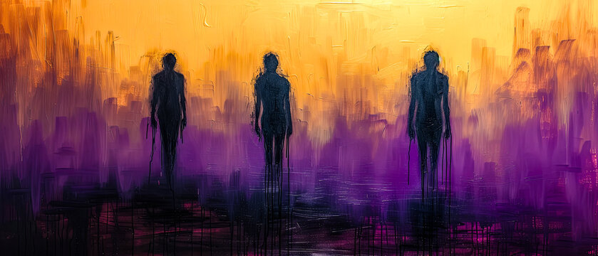  abstract painting with geometric forms figurative drawings retro expressionism elongated figures restrained expressionism wallpaper background digital art