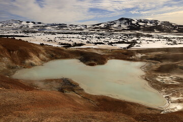 Leirhnjúkur is an active volcano located northeast of Lake Mývatn in the Krafla Volcanic System, Iceland