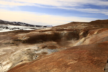 Fototapeta premium Leirhnjúkur is an active volcano located northeast of Lake Mývatn in the Krafla Volcanic System, Iceland