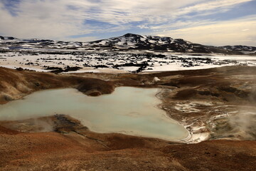 Leirhnjúkur is an active volcano located northeast of Lake Mývatn in the Krafla Volcanic System, Iceland