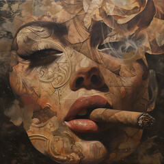 Portrait Woman Smoking a Cigar Poster