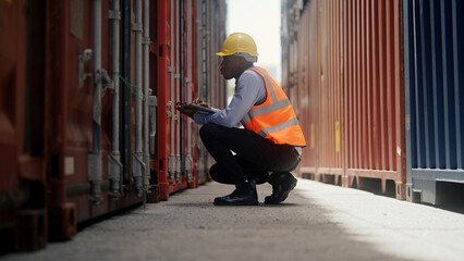 Fototapeta na wymiar Container dockers working in the port