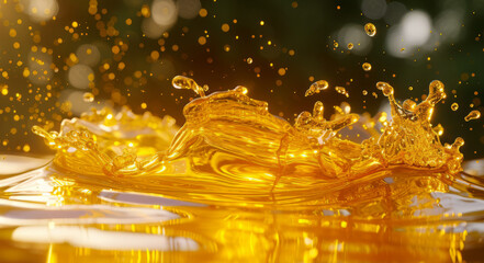 Golden oil splash for background
