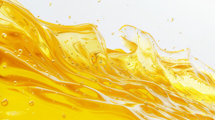 Golden oil splash on a white background