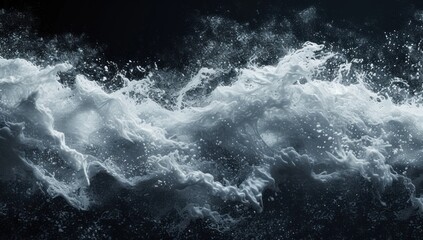 A large splash of white liquid on a black background in a dynamic and powerful moment