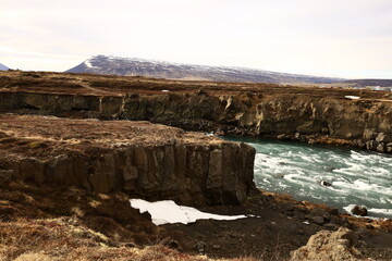 Fototapeta na wymiar Goðafoss is a waterfall in northern Iceland