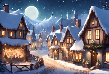 christmas night in the village