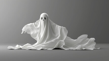 White Ghost Statue Sitting on Top of a Floor