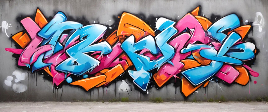 Abstract graffiti paintings on the concrete wall. Background texture.